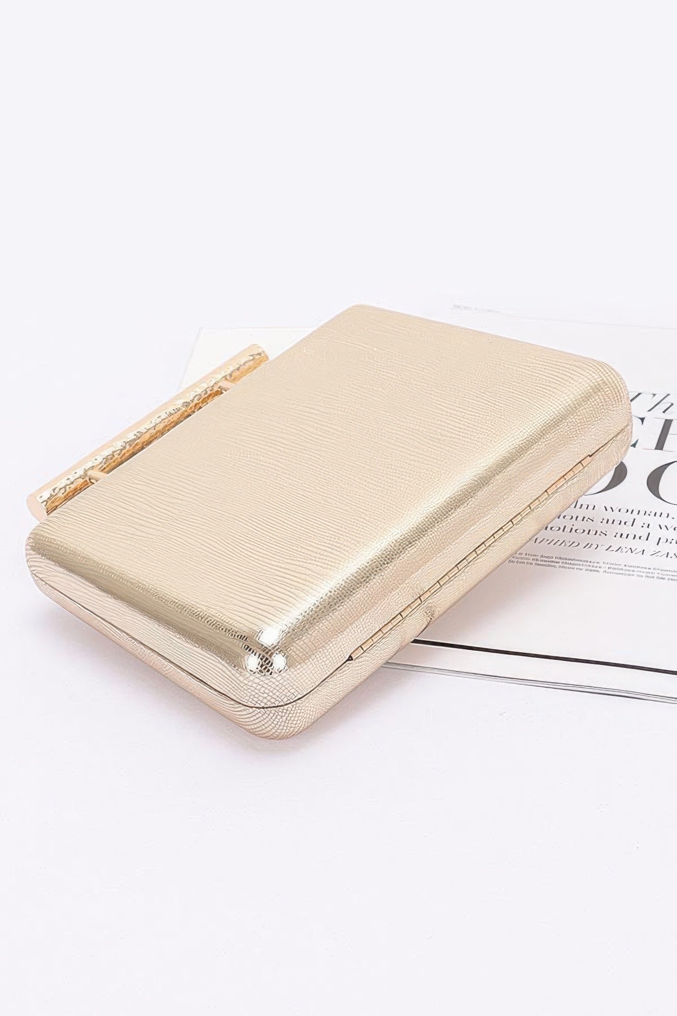 Metal Handle Top Case Clutch