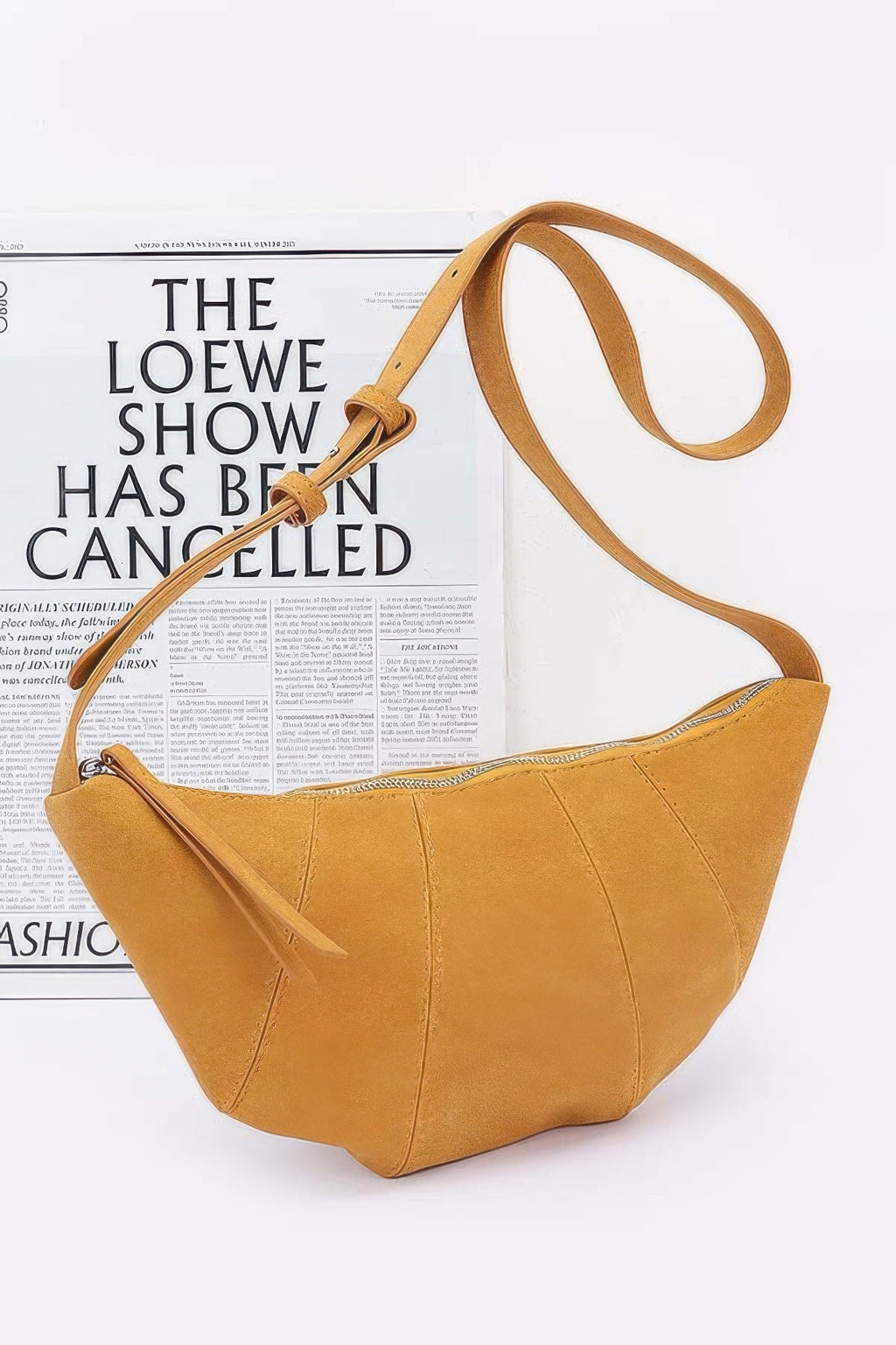 Faux Suede Croissant Bag