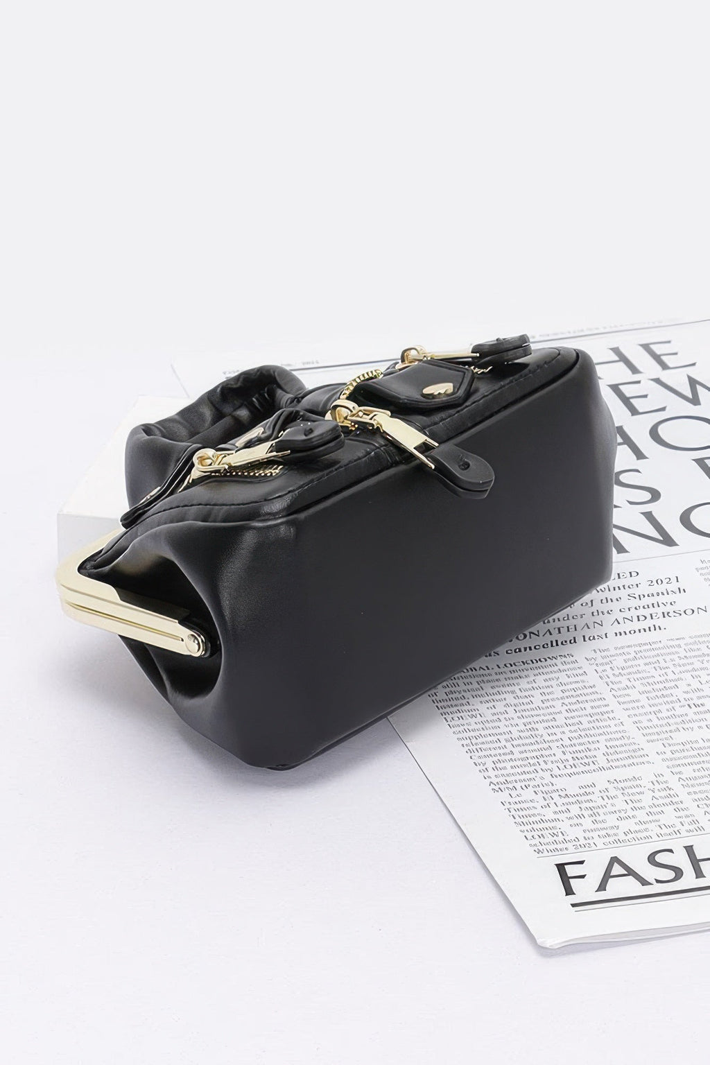 Faux Leather Jacket Style Crossbody Bag