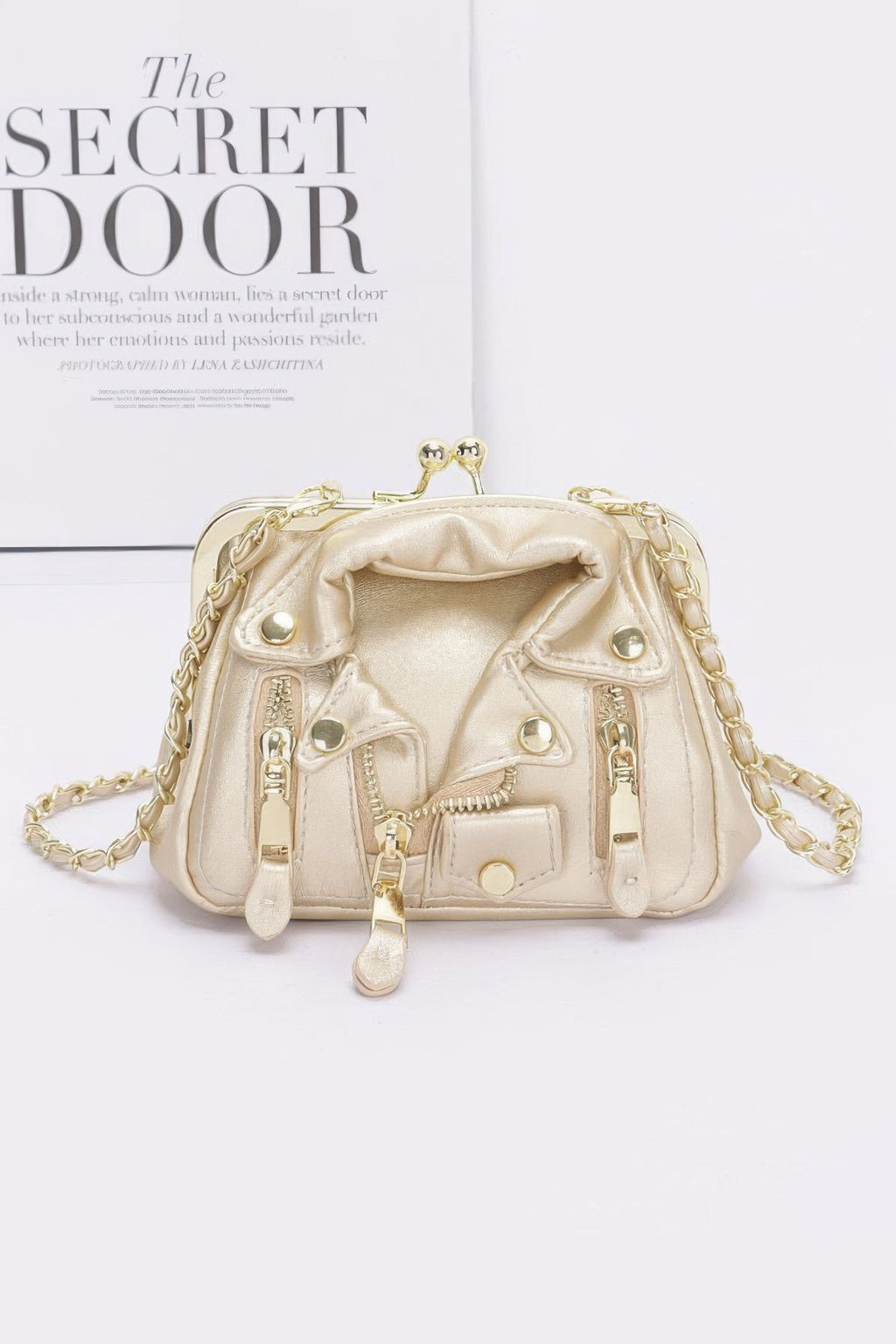 Faux Leather Jacket Style Crossbody Bag