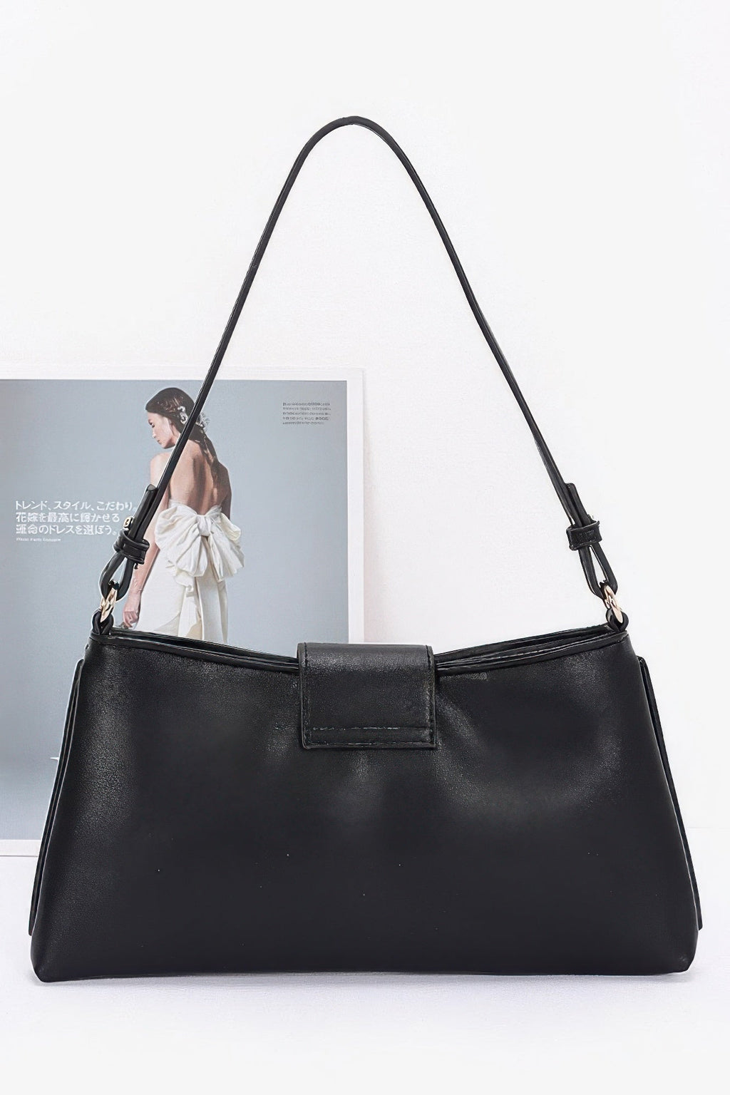 Faux Leather Eyelet Studded Shoulder Bag