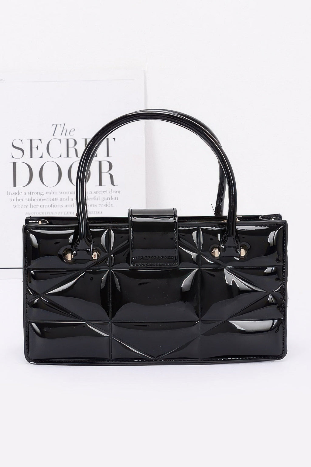 Embossed Enamel Handle Clutch
