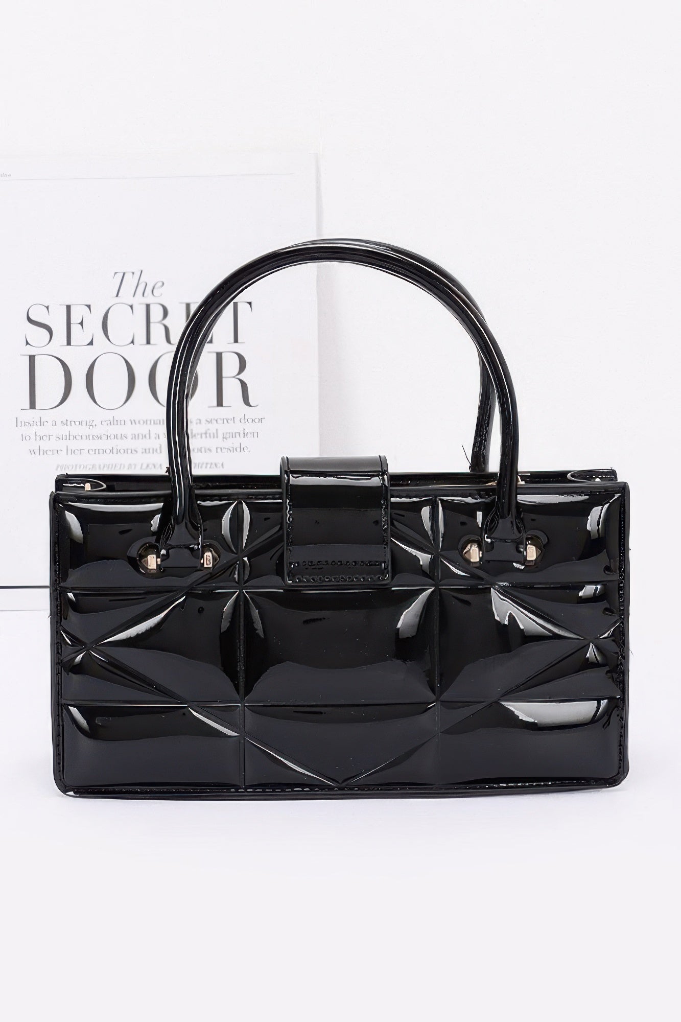 Embossed Enamel Handle Clutch