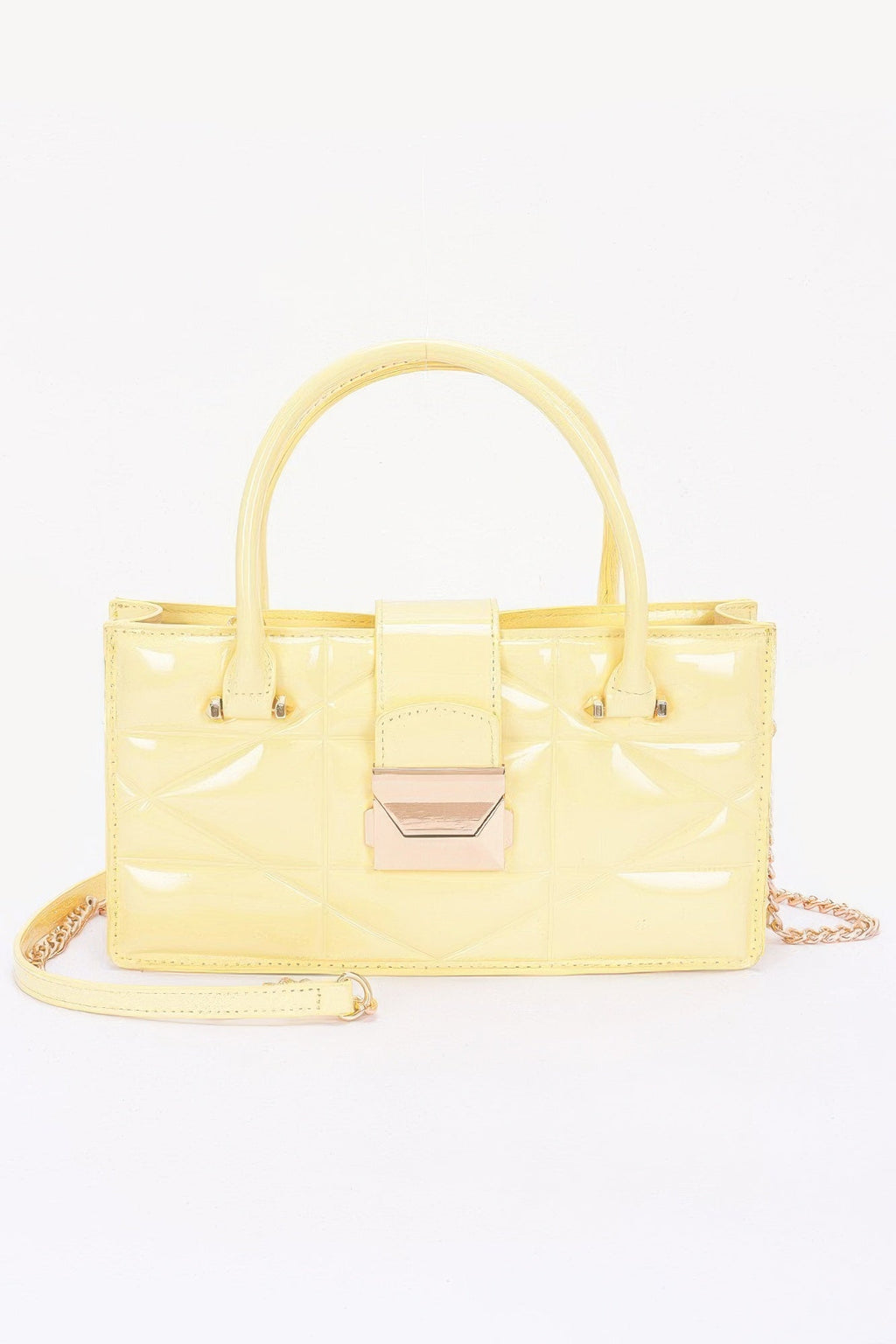 Embossed Enamel Handle Clutch