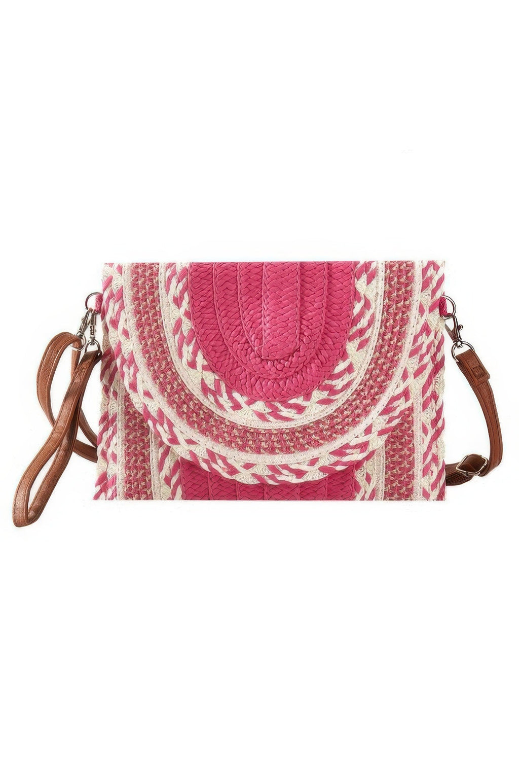 Multi Pattern Straw Clutch & Crossbody Bag