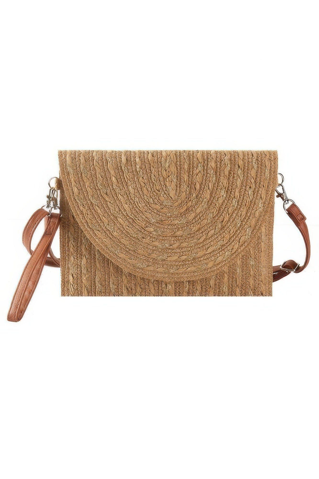 Gold Threads Mixed Color Straw Clutch Crossbodybag