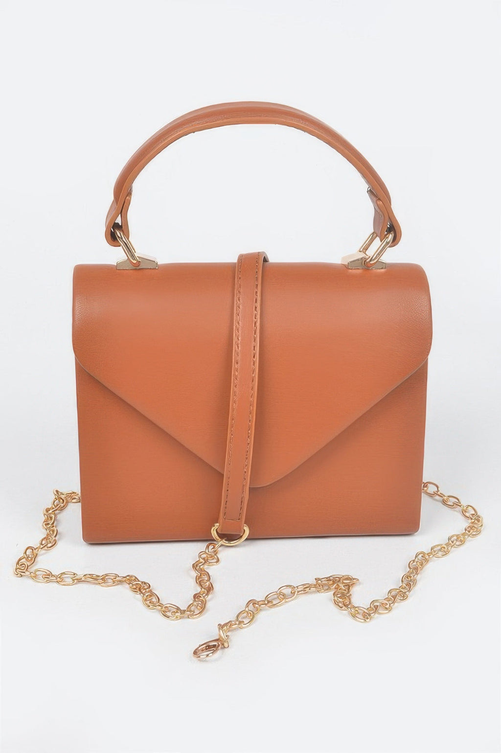 Faux Leather Simple Handle Clutch