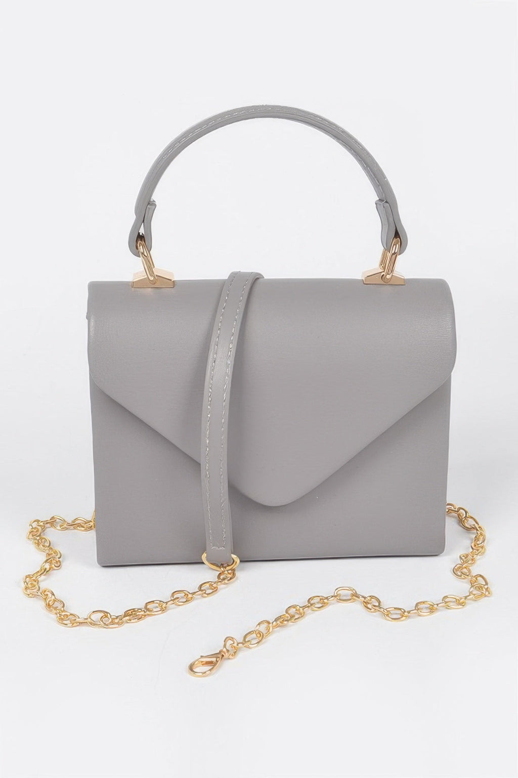 Faux Leather Simple Handle Clutch