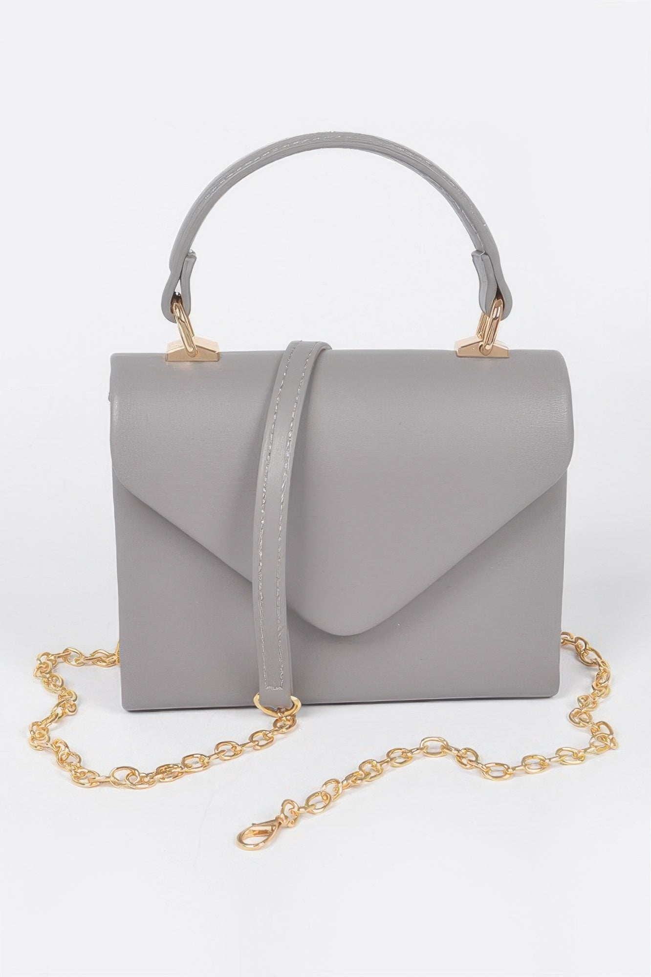 Faux Leather Simple Handle Clutch