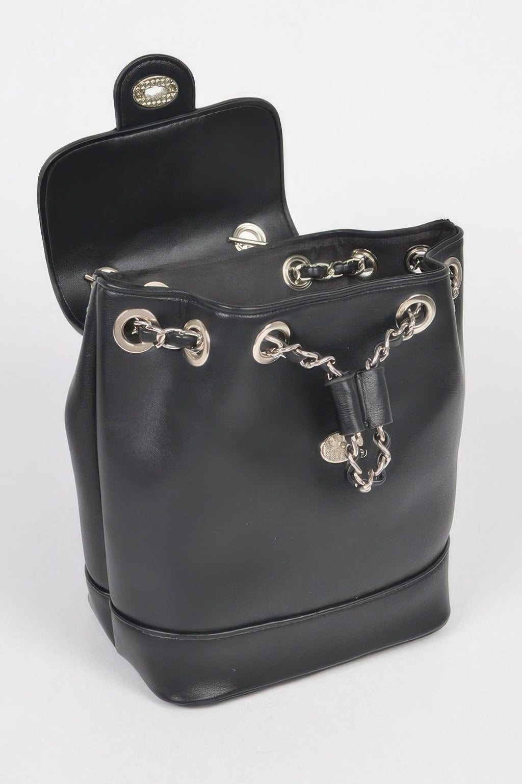 Faux Leather Flap Backpack