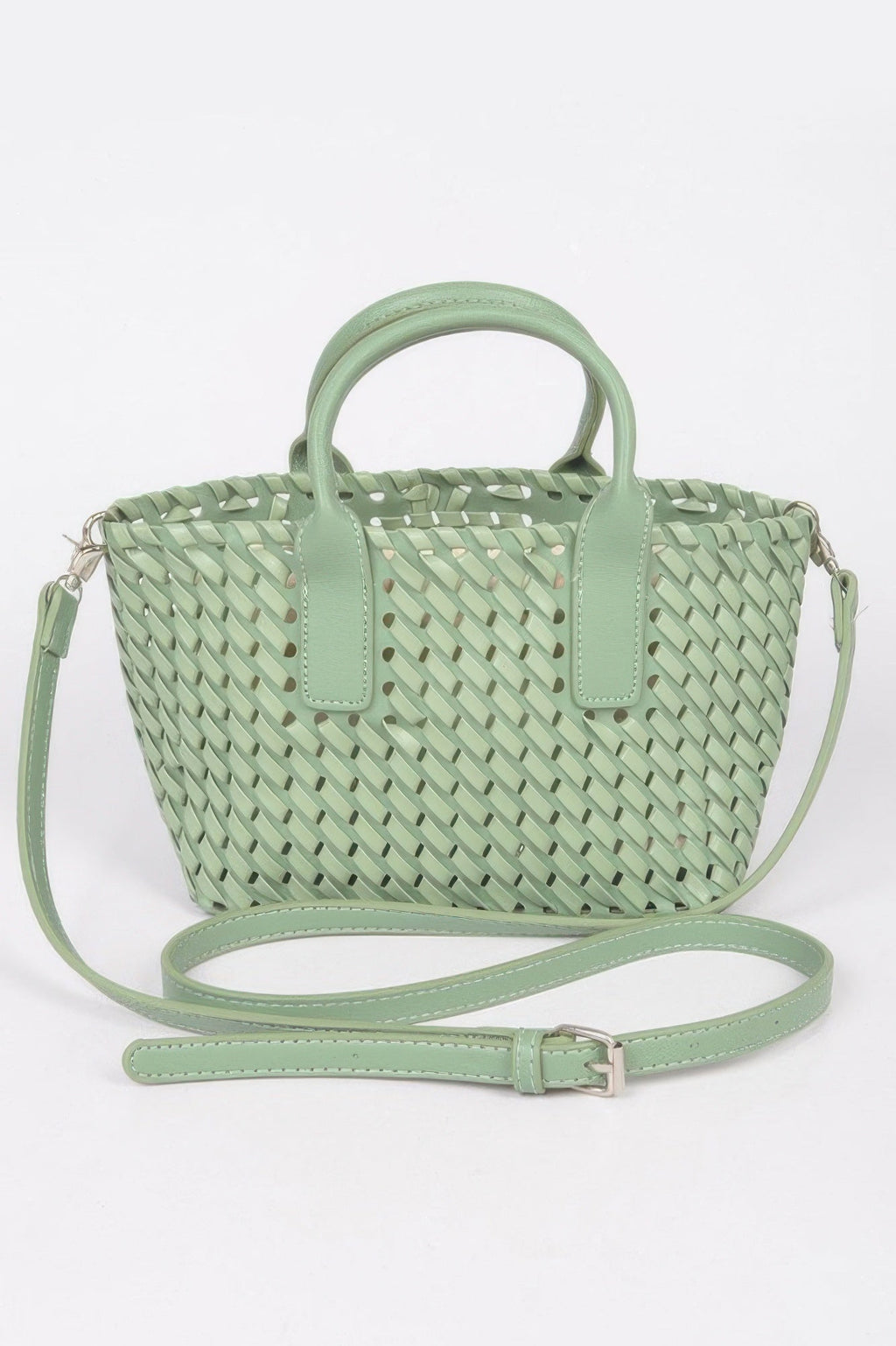 Faux Leather Braided Tote Bag