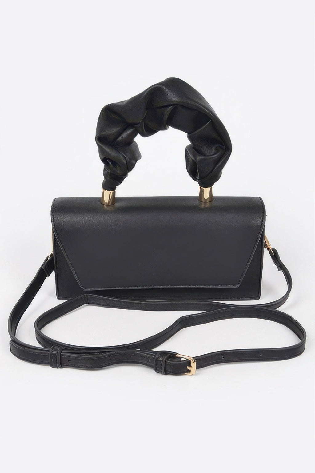 Simple Flap Clutch W/wrinkled Handle