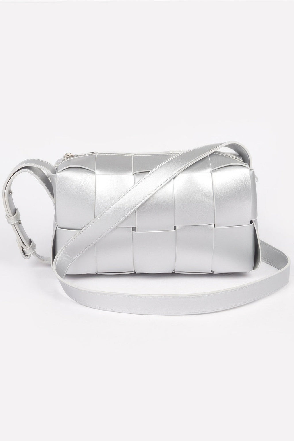 Faux Leather Braided Zip Bag