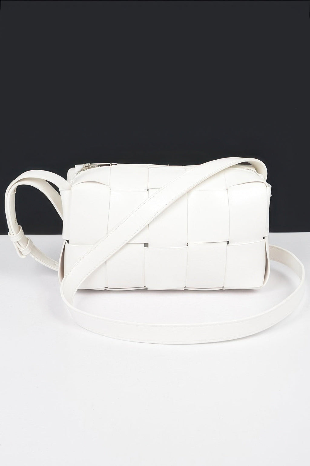 Faux Leather Braided Zip Bag