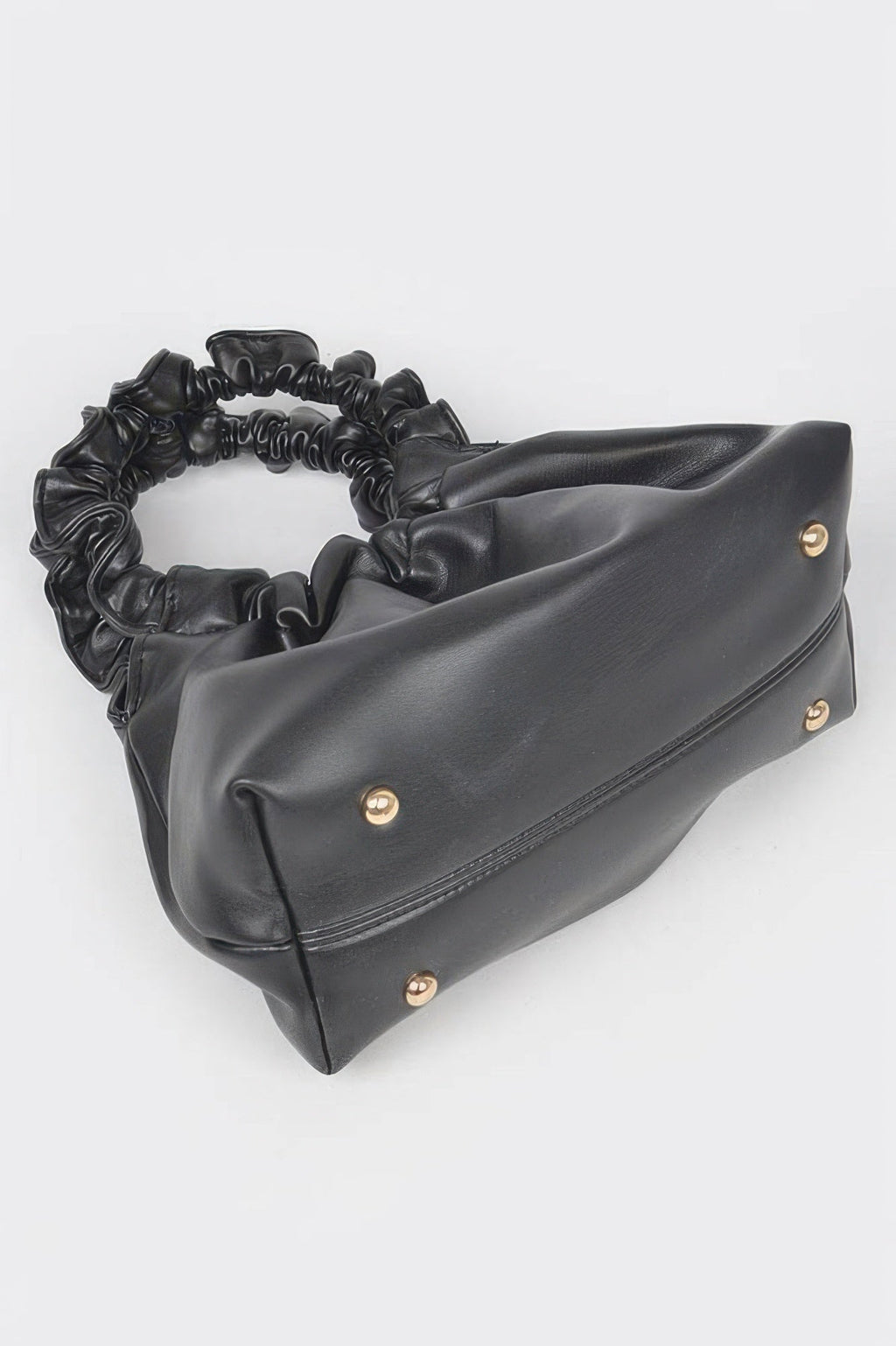 Faux Leather Pleated Chain Bag
