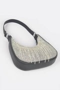 Hot Fix Stones Rhinestones Fringe Hobo Bag