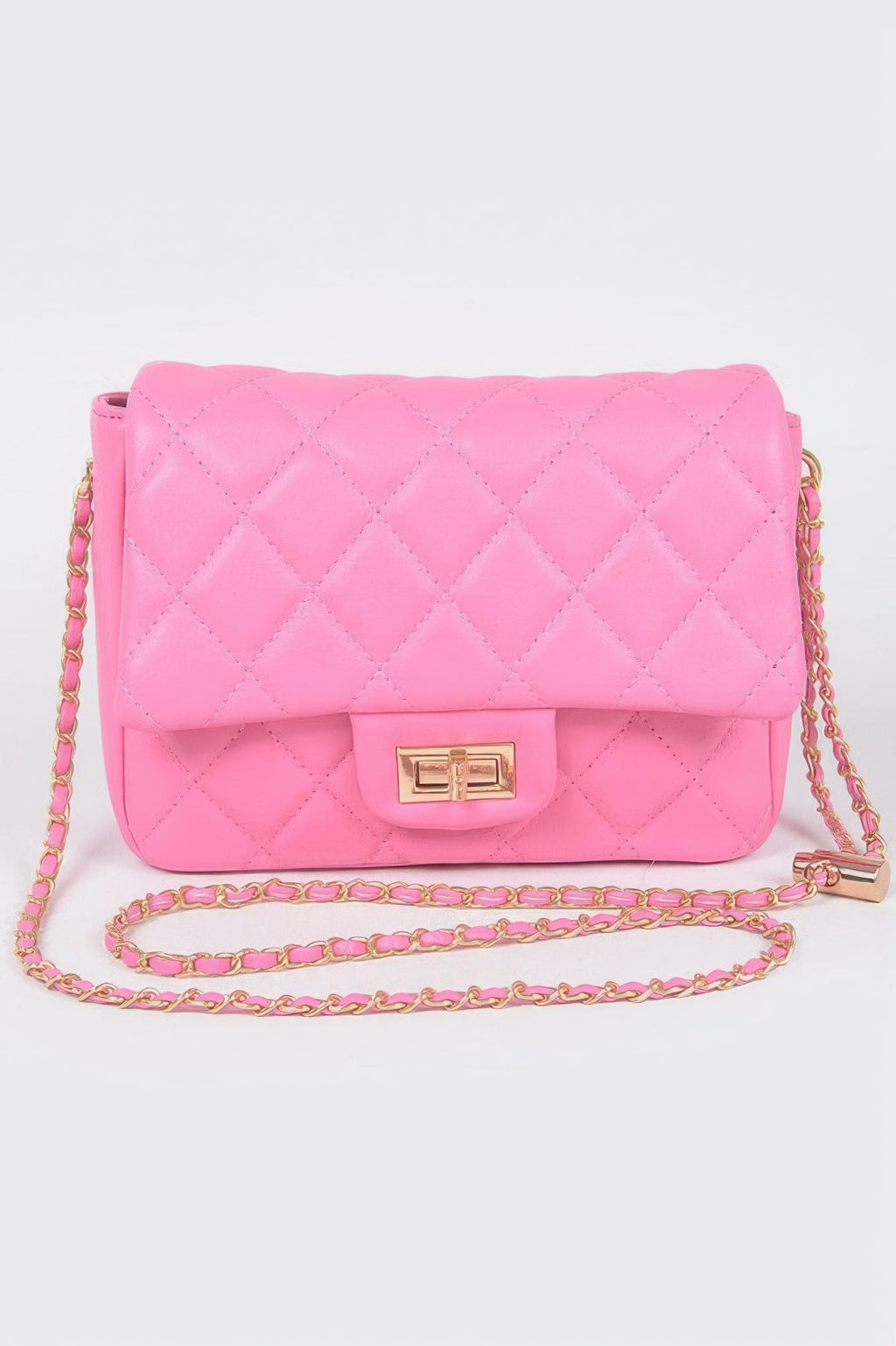 Quilted Faux Leather Flap Bag