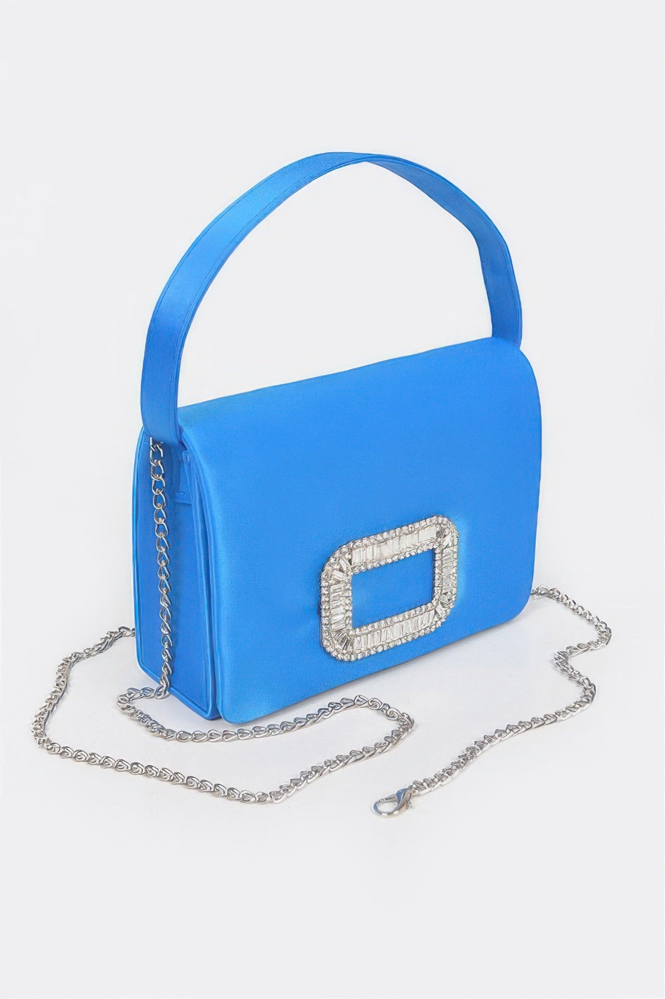 Satin Stone Buckle Shoulder Bag