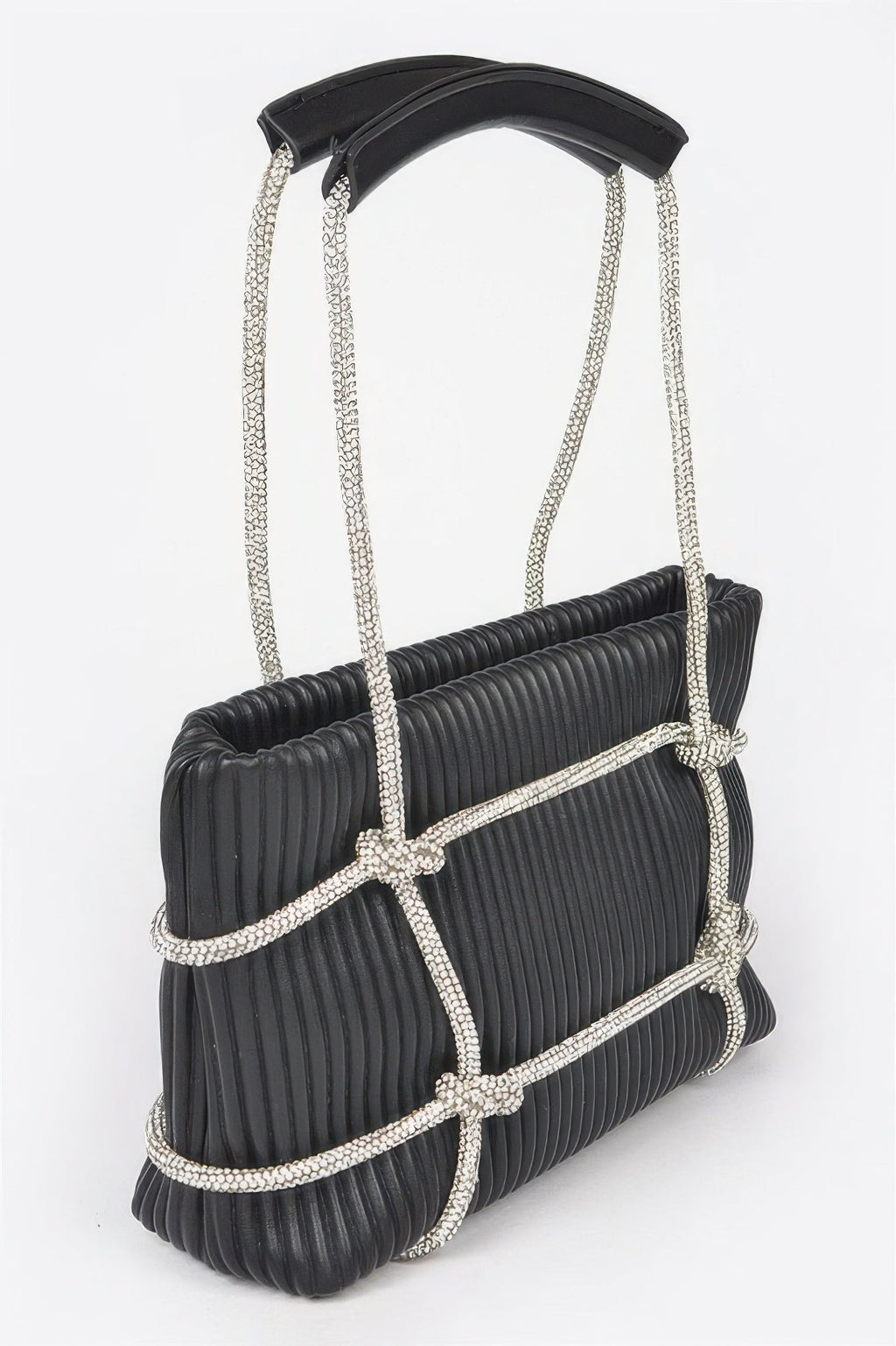 Rhinestone Strap Zip Clutch Bag