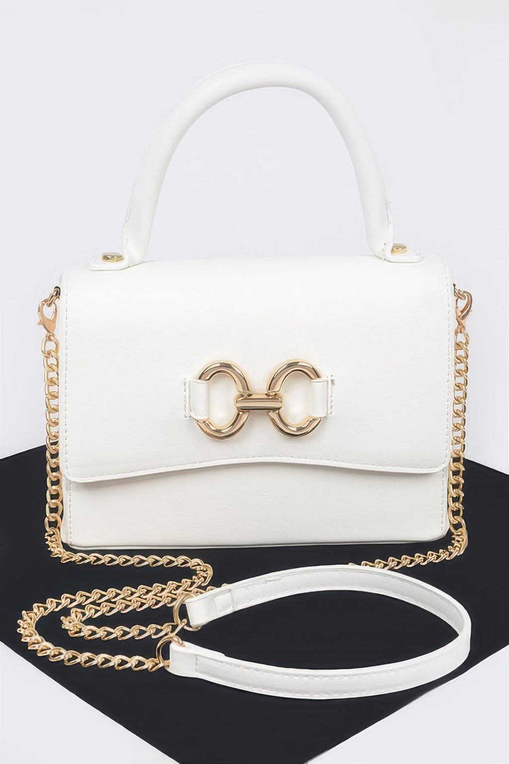 Faux Leather Top Handle Bag