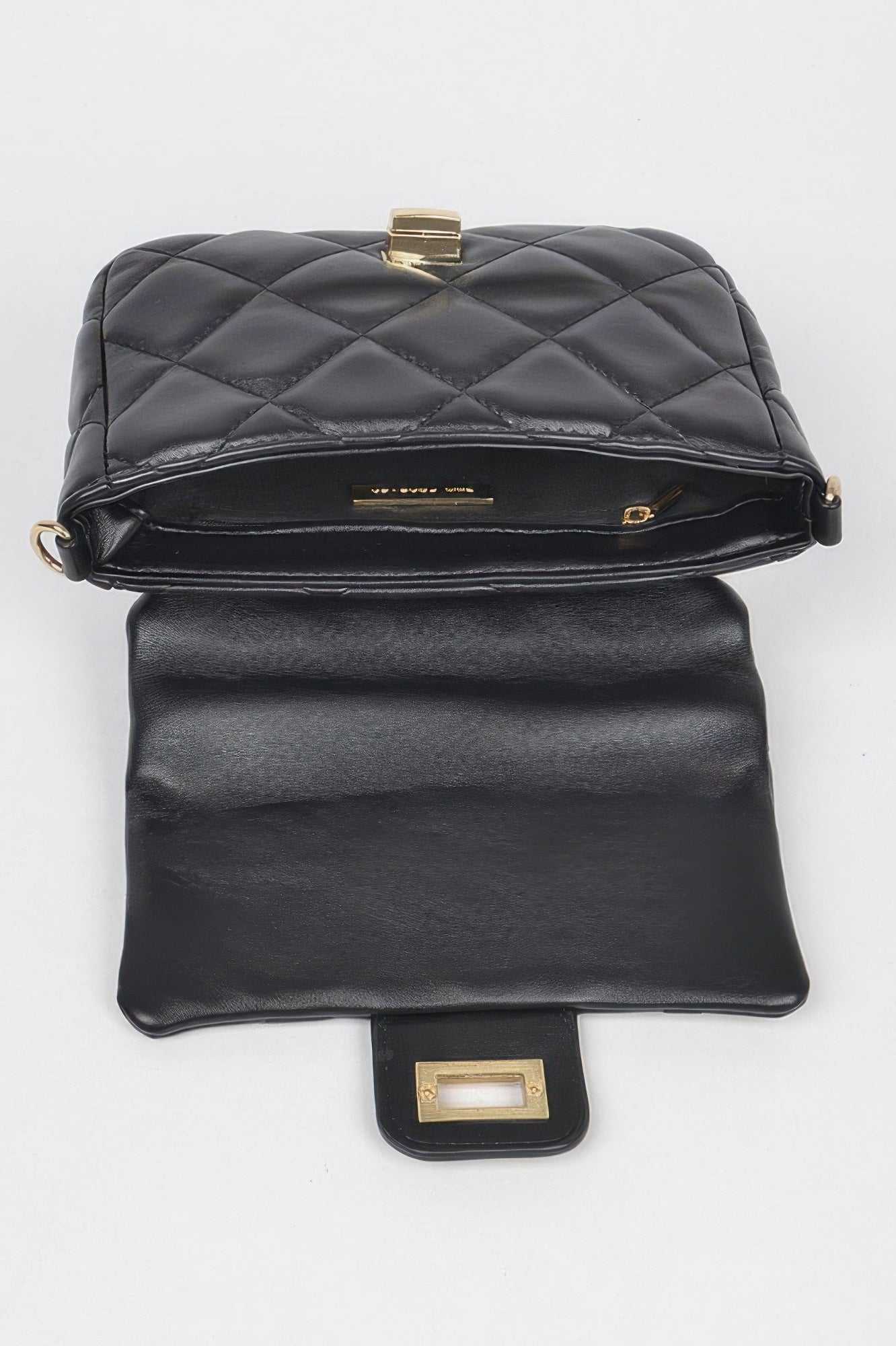 Quilted Faux Leather Chain Flap Bag