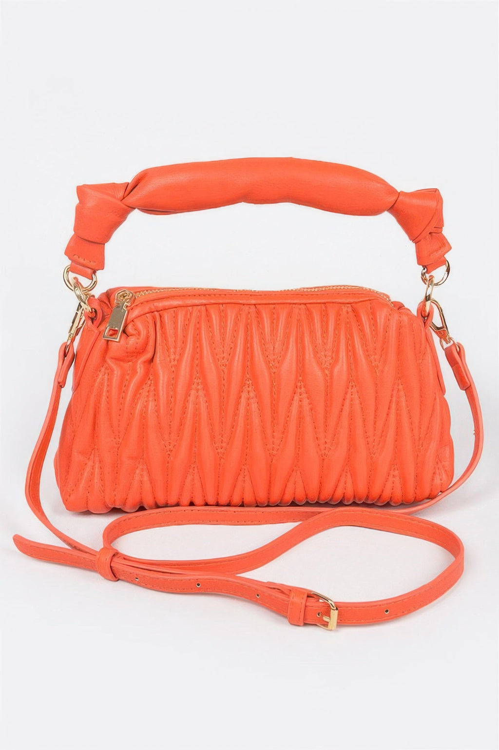 Quilted Faux Leather Top Handle Bag
