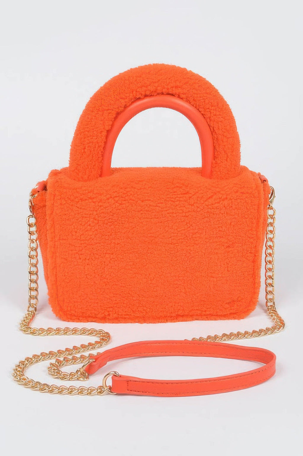 Faux Fur Top Handle Clutch Bag