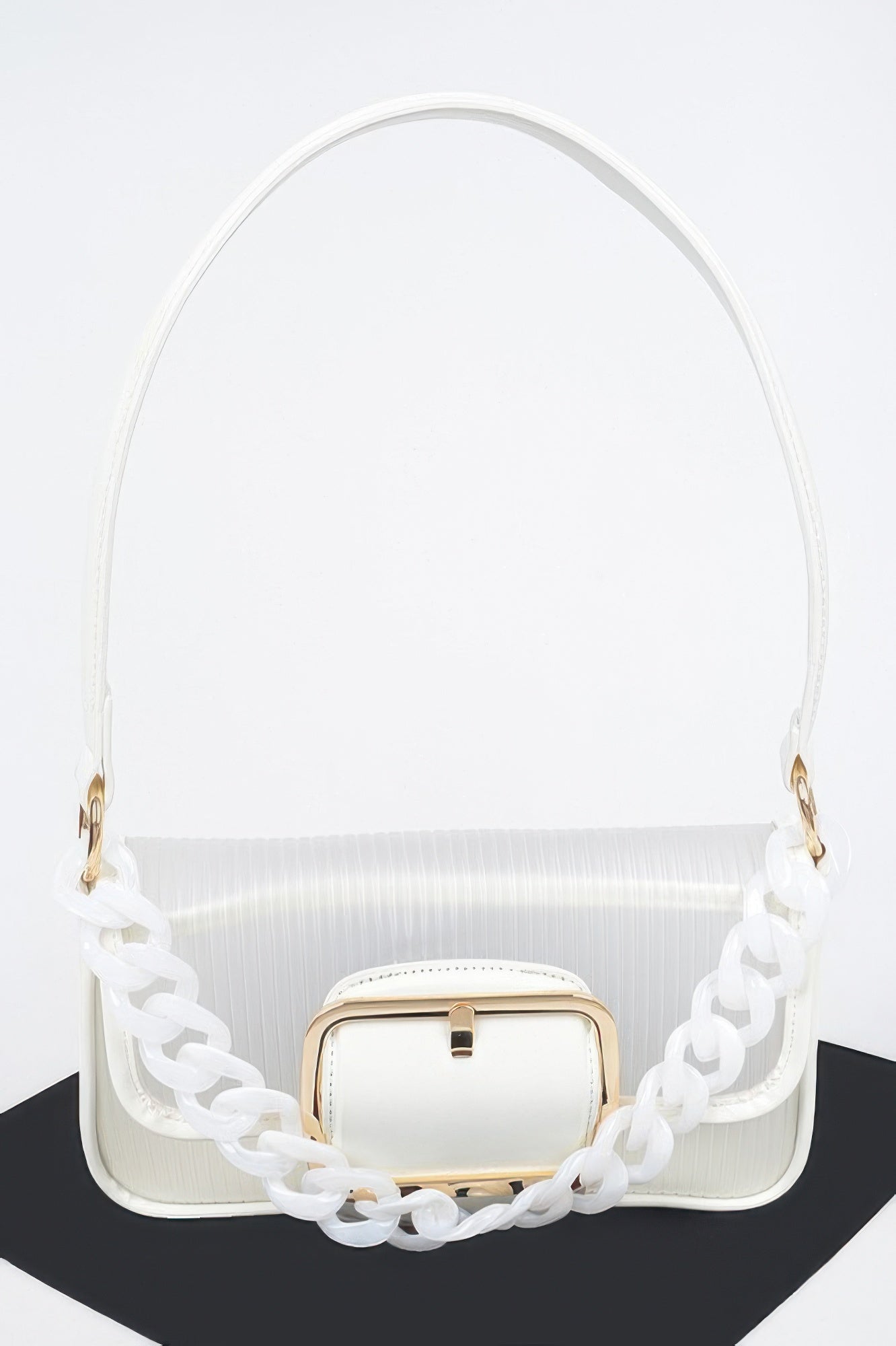 Translucent Metal Buckle Crossbody Bag W/chain