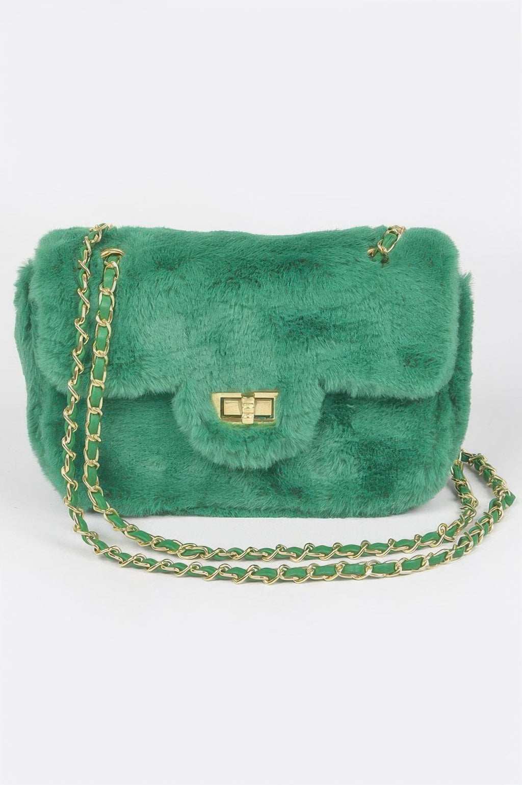Faux Wool Flap Shoulder Bag