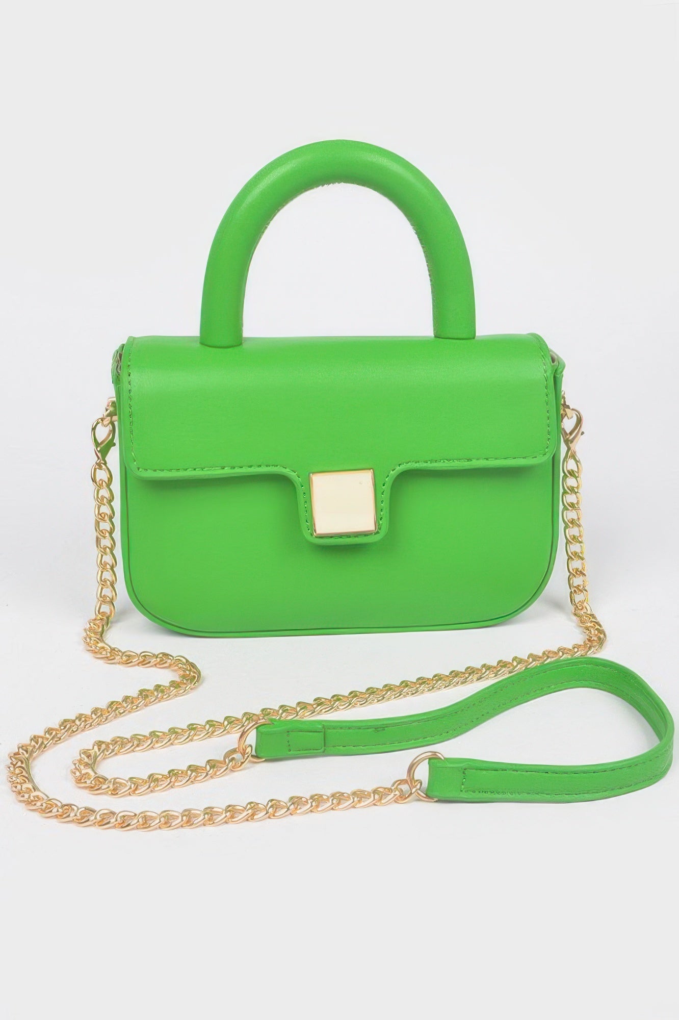 Faux Leather Top Handle Flap Crossbody Bag