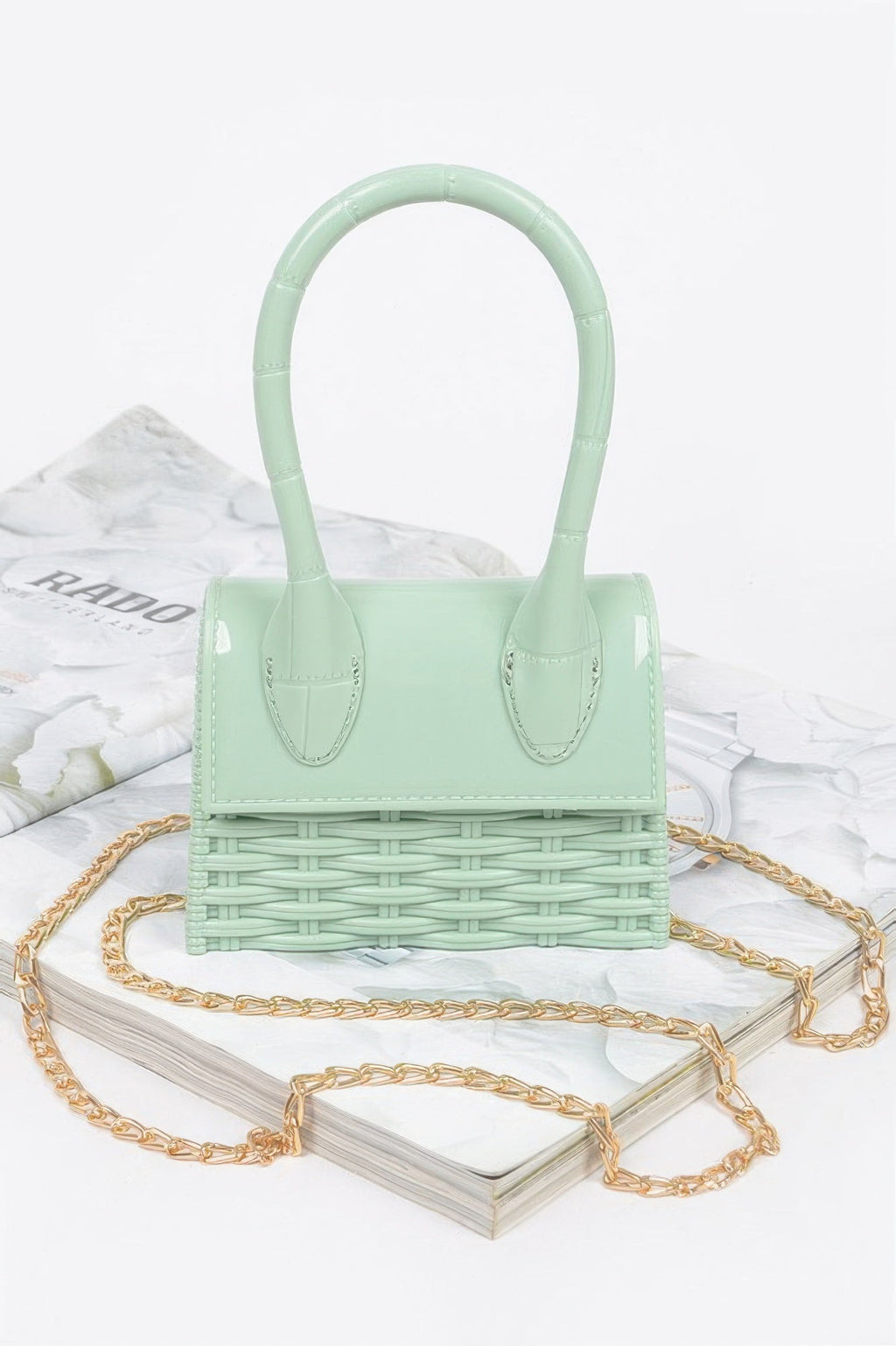 Weaved Top Handle Clutch