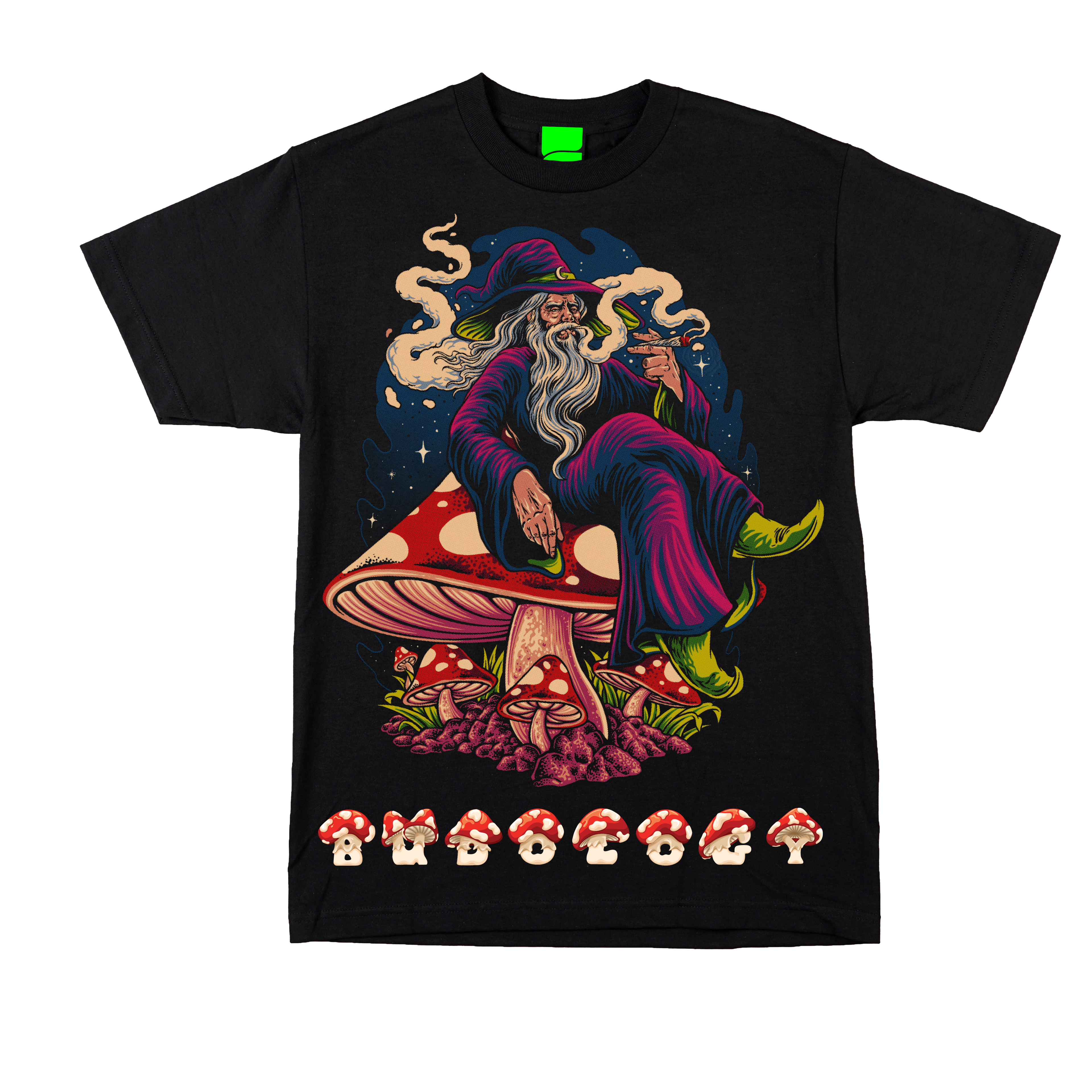 🍄🧙🏾‍♂️💨 Product Title:  Mushroom Wizard – Just Chillin' Tee
