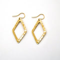 Hammered Open Diamond Brass Earrings | Wazi