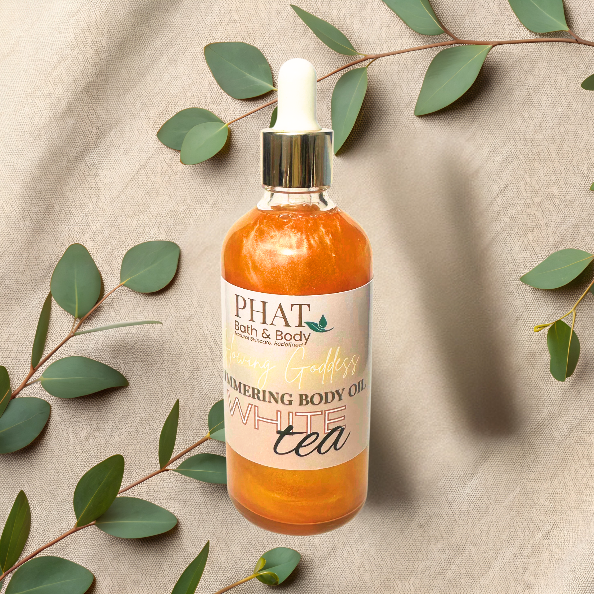 White Tea Glowing Goddess Natural Shimmer Body Oil Golden Glow | 3.2 oz