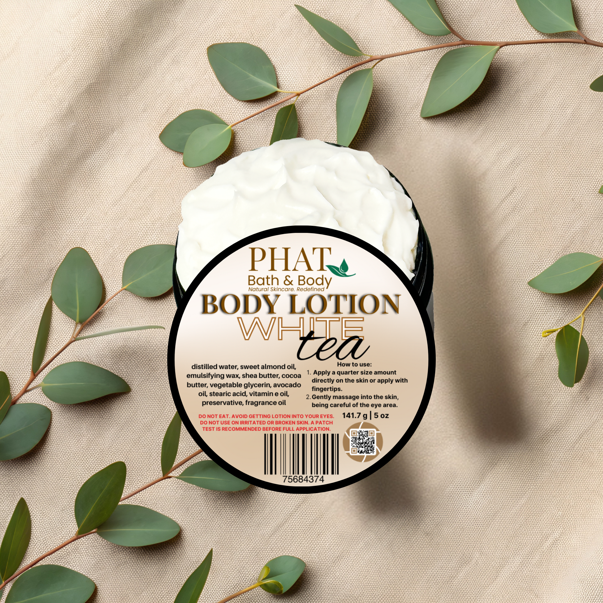 White Tea Moisturizing Body Lotion with Shea & Cocoa Butter | 5 oz