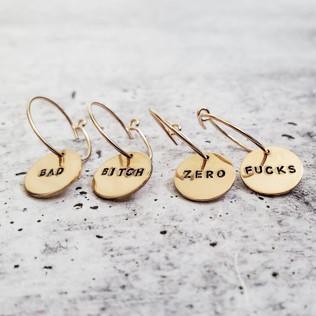 ZERO FUCKS Hoop Earrings