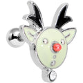 16G 1/4 Clear Red Gem Reindeer Tragus Cartilage Earring