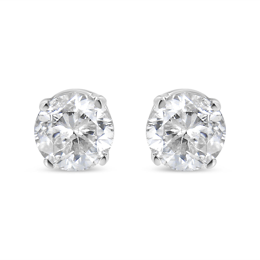 14K White Gold Round Cut Diamond Solitaire Stud Earrings (1/2 cttw, H-I Color, SI1-SI2 Clarity)