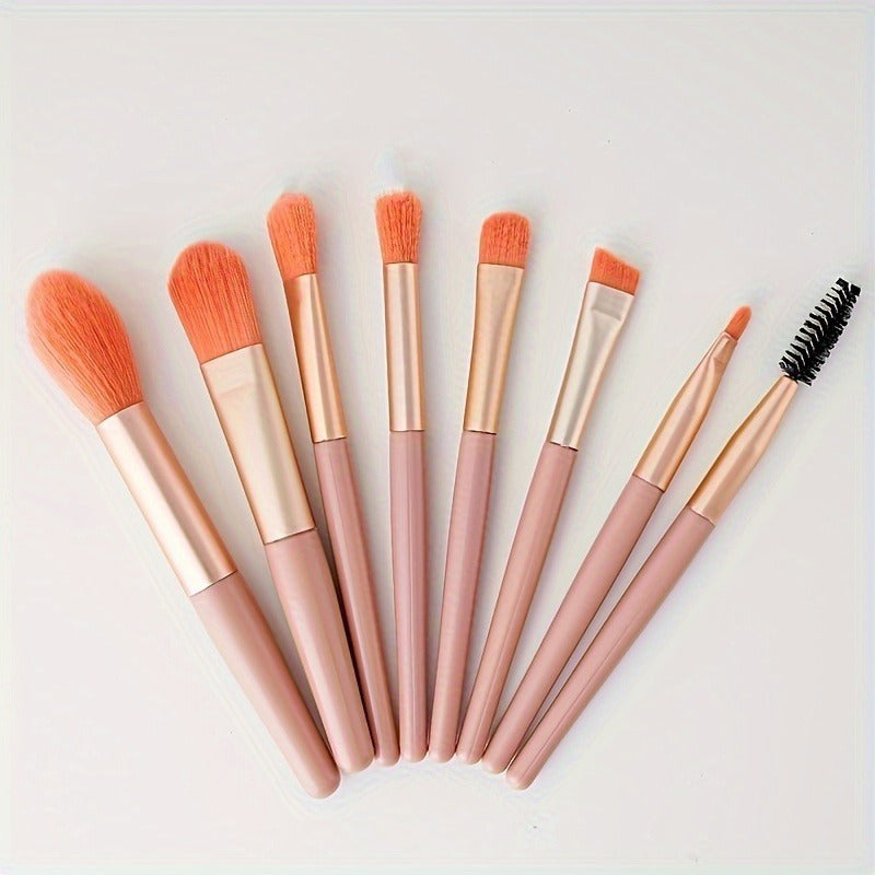 Ein Set mit 8 tragbaren Make-up-Pinseln, geeignet für Concealer, Foundation, weiche Borsten, Augen-Make-up-Tools, Mini-Set für Anfänger, tragbare Beauty-Tools