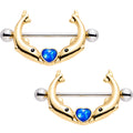3/4 Blue Faux Opal Diving to You Dolphin Duet Nipple Shield Set