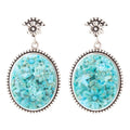 Carved Blue Turquoise Sterling Silver Drop Earrings