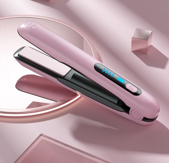 Kabelloser Haarglätter, Mini 2-in-1 Lockenwickler, USB, 5000 mAh, max. 200 Grad, tragbar, kabellos, 4 Stufen, trocken und nass verwendbar