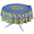 French Provencal tablecloth - Polyester - Stain-resistant - 70" round - Citrus blue | Provence Imports