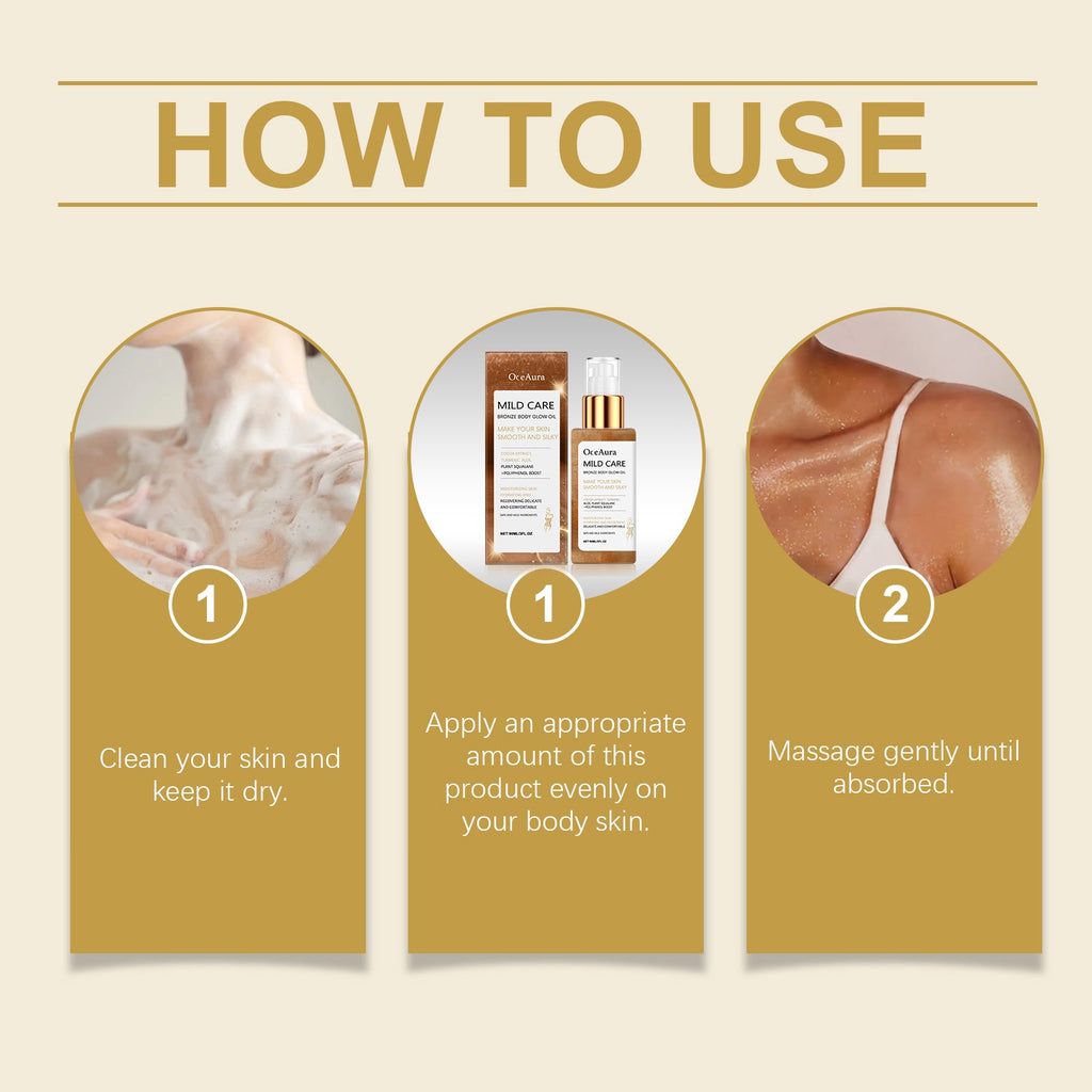 OceAura Antikbronze Körperschimmeröl, Schimmernde Antikbronze Flüssigkeit, Roségold Highlighteröl, Wasserfestes Feuchtigkeitsspendendes Massageöl.
