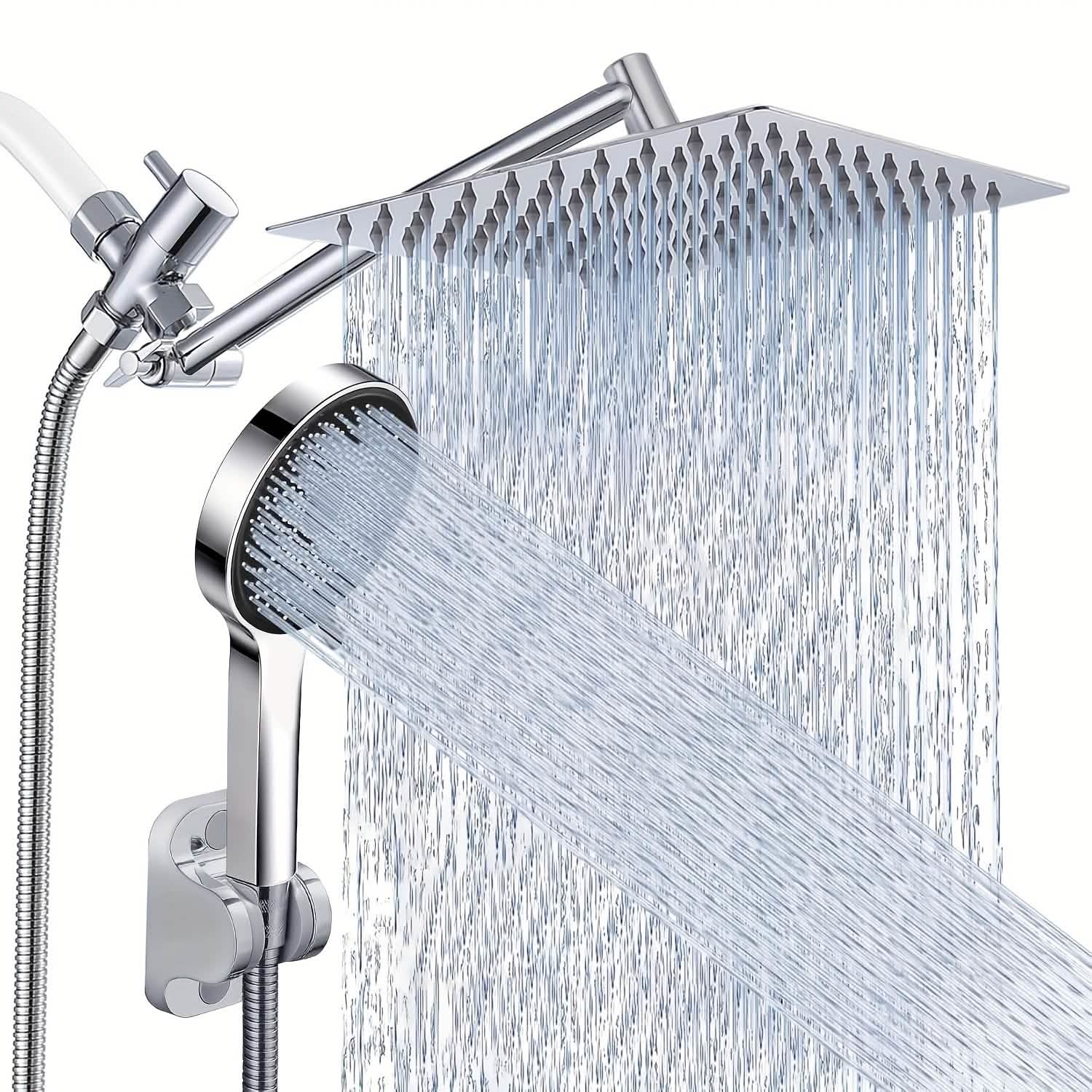 Hochdruck-Regenbrause & Handbrause – Verstellbar, Chrom/Schwarz
