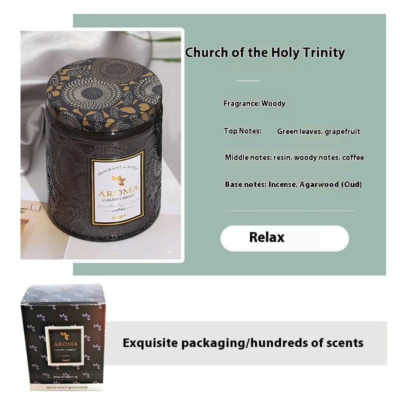 Große Aromatherapie-Kerze aus Glas mit Kreativrelief