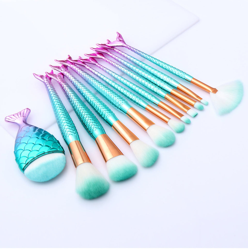 Gradient-Galvanisierter Meerjungfrauen-Make-up-Pinsel Make-up-Tool-Set
