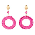 Dreams Pink Magenta Agate Woven Ring Golden Earrings