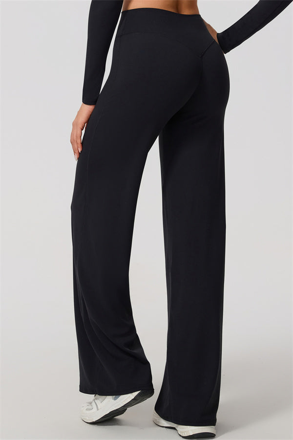 The Nestle Long Sleeve Crop Top Straight Leg Pants 2-Piece Set