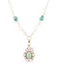 Green Turquoise Pearl Drop Necklace